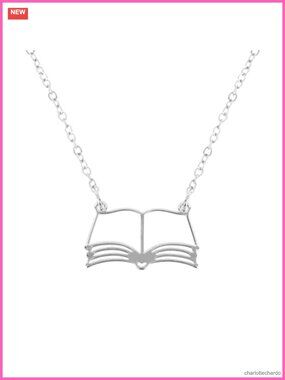 Book Lover Necklace Open Book Pendant Bookworm Librarian Teacher Gift